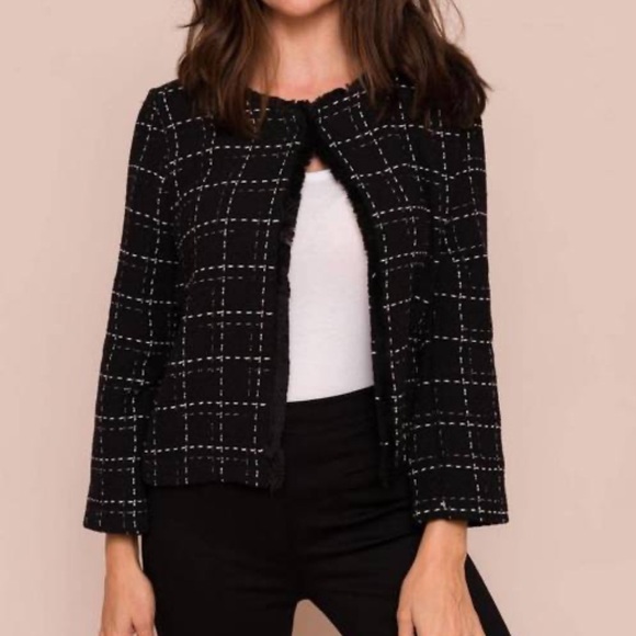 SUZY D LONDON GIO SHORT FRINGE JACKET - Blue Check- XL - Picture 12 of 12